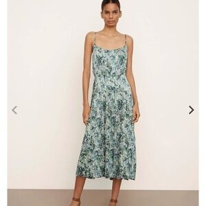 NWOT Vince Dress Painted floral camisole green midi sundress dress size L